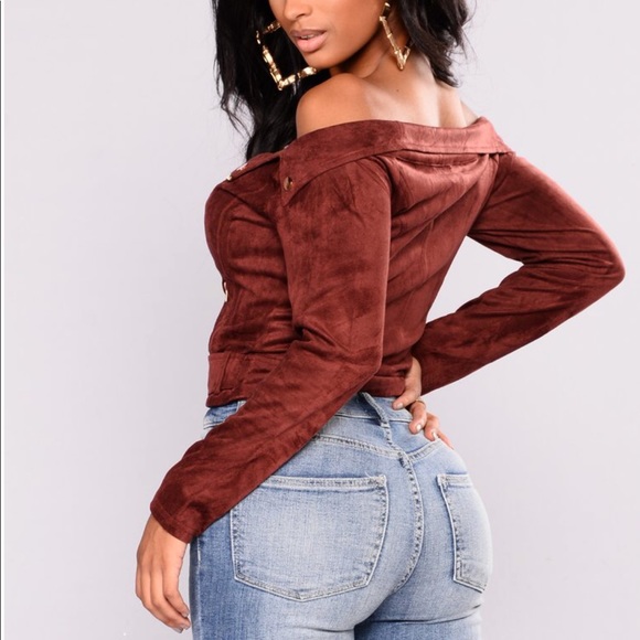 Fashion nova suede jacket in burgundy - Picture 2 of 6
